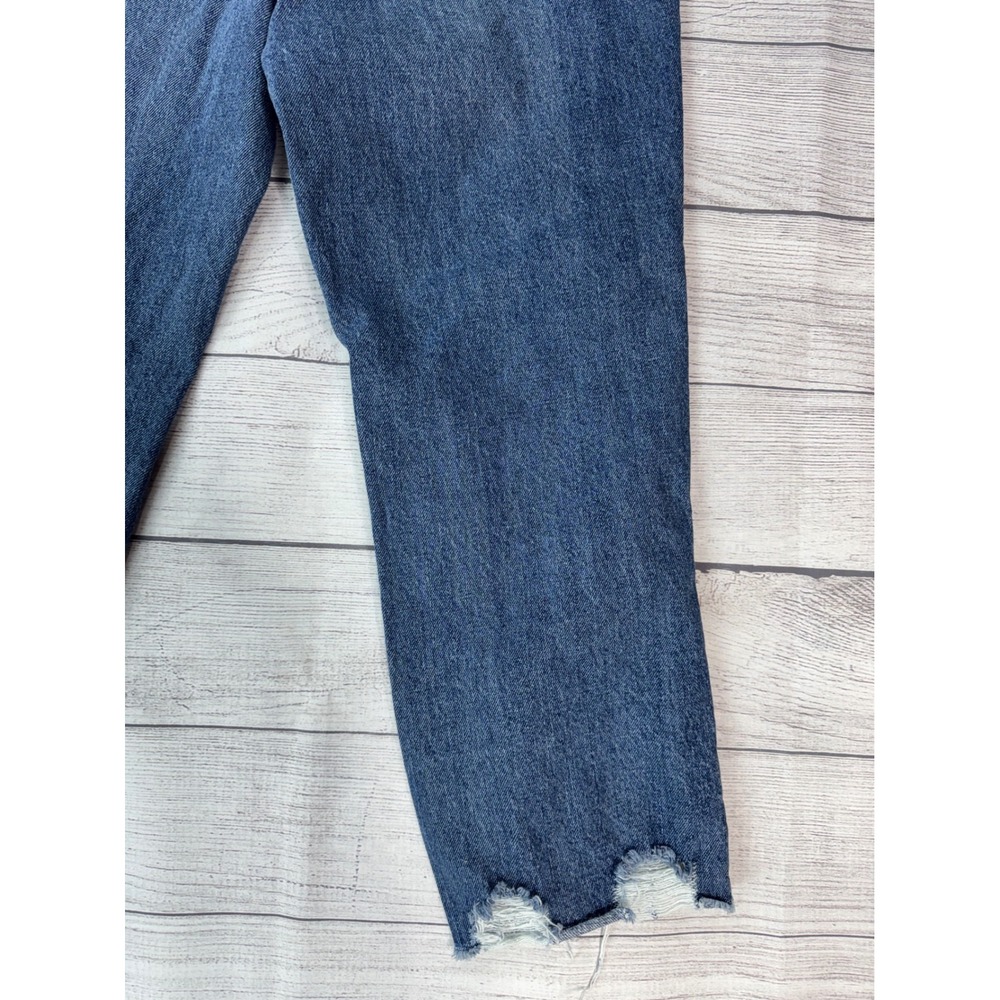 Vanilla Star High Waisted Distressed Straight Leg Jeans Blue Button Fly Size 7 - Picture 11 of 12